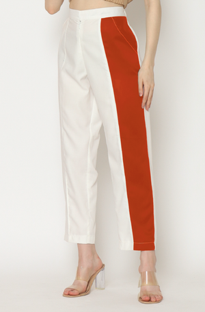 Vally. Two Toned Pencil Pants - Terracotta