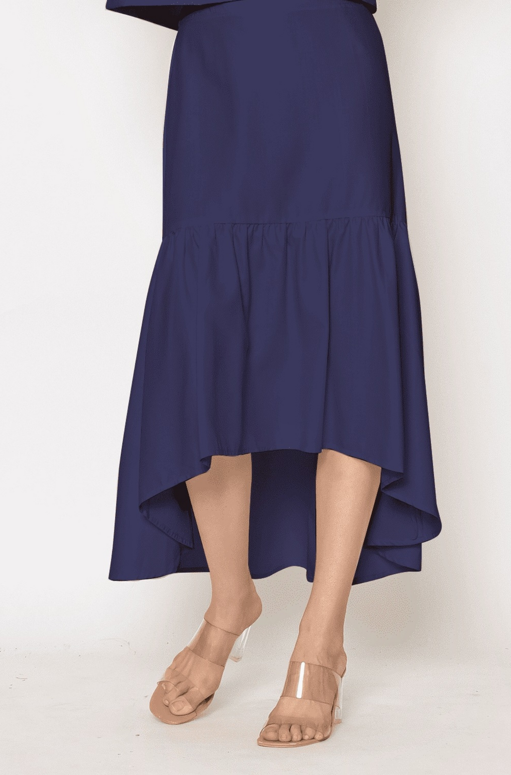 Nora. Frill Skirt with Frayed Details - Navy