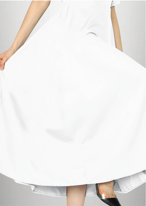 Beverly. High-neck Shift Dress with V-Front Detail - White