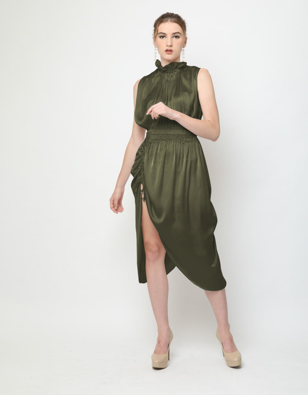 Ava. Arched Dress - Green Army