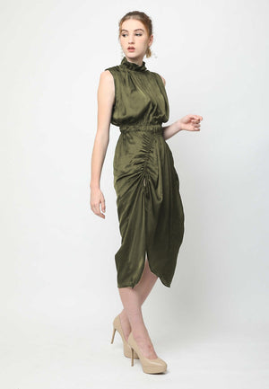 Ava. Arched Dress - Green Army